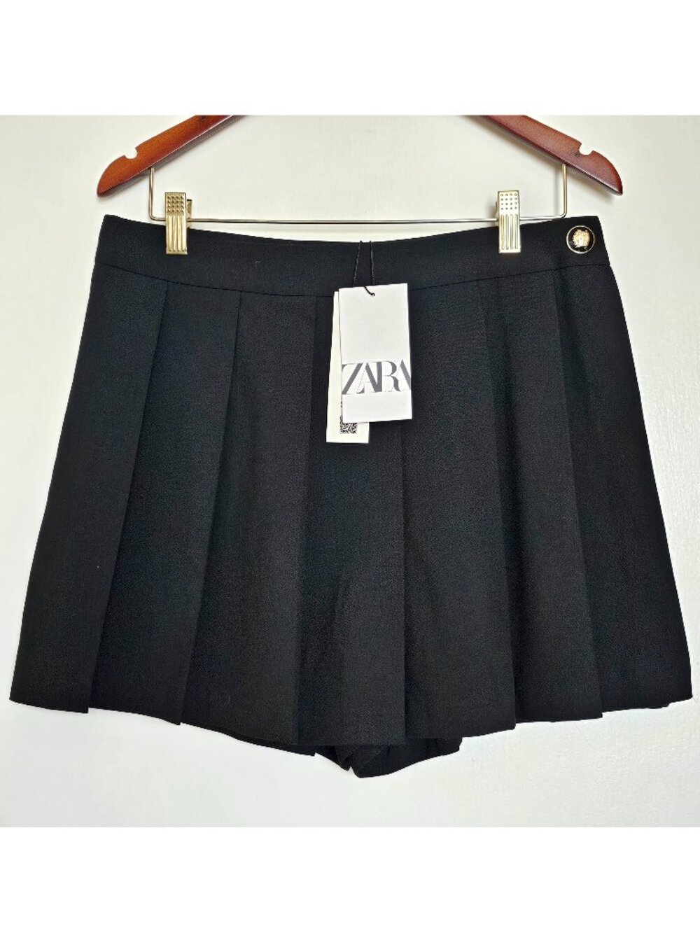 NWT! Zara Join Life Pleated Mini Skort Skirt Shorts L Black